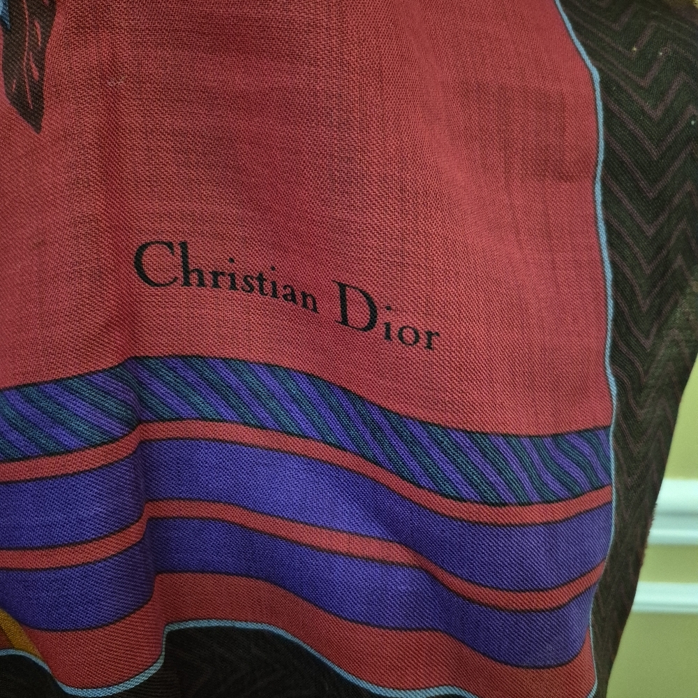 Christain Dior Colorful Patterned 37"x37" Scarf - Picture 2 of 8